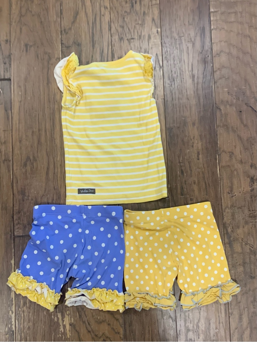 Matilda Jane Yellow and White Striped Ruffle Tank and 2 Pair Shorts Set - Picture 5 of 5